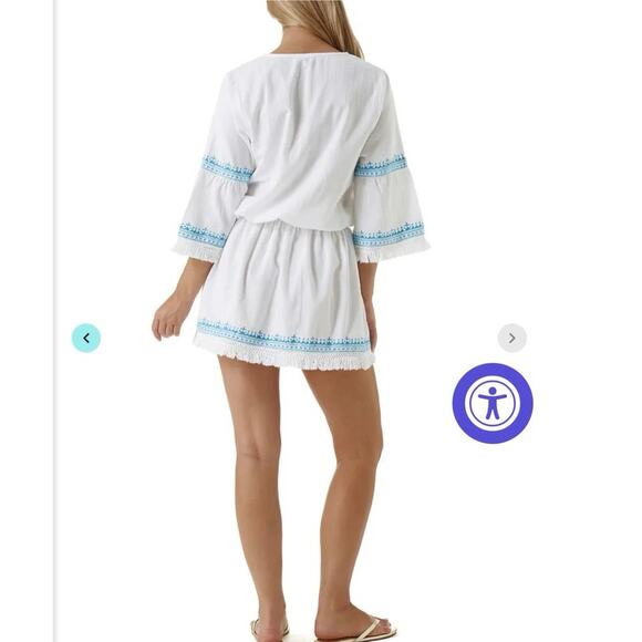Melissa Odabash Dress Cover up Medium embroidered Tennis boho Martina white - Picture 6 of 14